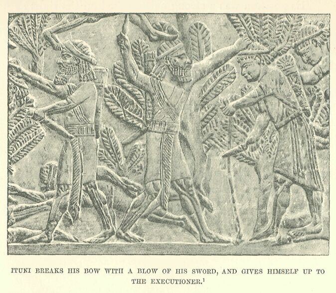 206.jpg Ituni Breaks his Bow With a Blow of His Sword,
And Gives Himself up to the Executioner 
